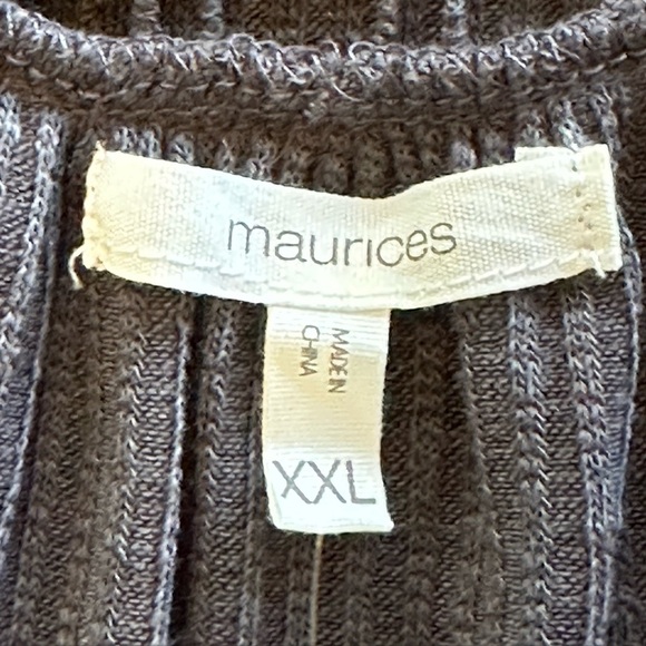 Maurice’s | Dark Gray Ribbed Open Front Boho Cardigan with Crocheted Back Detail - Picture 5 of 8
